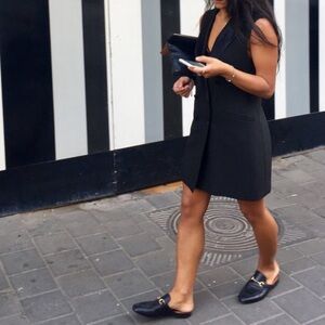 Zara Black Sleeveless Double-Breasted Blazer Vest